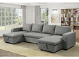 HABITAT ET JARDIN - Canapé d'angle panoramique convertible en tissu "Victor" - 4 places - Gris - vignette