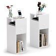 VOUNOT - Lot de 2 Table de chevet d’appoint avec tiroir et compartiment 25x30x66cm blanc - vignette