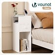 VOUNOT - Table de chevet d’appoint avec tiroir et compartiment 25x30x66cm blanc - vignette