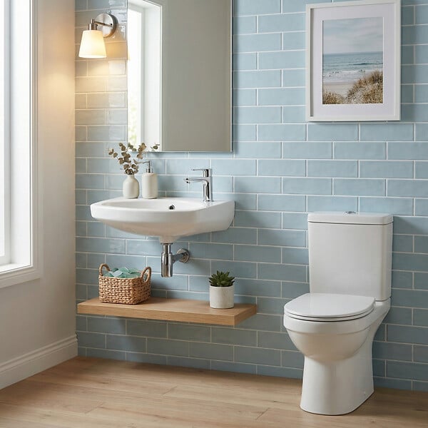 SIKO - Lave-mains mural Blanc 35 × 28 cm – trou de robinetterie à droite, avec trop-plein (EUR913) - large