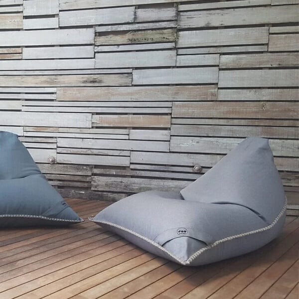 SOO  SANTAI - Fauteuil poire intérieur 140x120x90 cm déhoussable avec poignées et surpiqûres SANS billes Gris (LBIN140120-2) - large