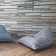 SOO  SANTAI - Fauteuil poire intérieur 140x120x90 cm déhoussable avec poignées et surpiqûres SANS billes Gris (LBIN140120-2) - vignette