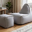 SOO  SANTAI - Fauteuil poire enfant avec repose pieds 75x60x65/45x60x35 cm AVEC billes Gris (MBINDR3260-2-SET) - vignette