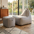 SOO  SANTAI - Fauteuil poire intérieur avec repose pieds 90x60x85/45x60x35 cm SANS billes Gris (BINDR9080-2) - vignette