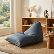 SOO  SANTAI - Fauteuil poire intérieur 140x120x90 cm déhoussable avec poignées et surpiqûres SANS billes Bleu jeans (LBIN140120-1) - vignette