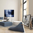 SOO  SANTAI - Fauteuil poire intérieur 140x120x90 cm déhoussable avec poignées et surpiqûres SANS billes Bleu jeans (LBIN140120-1) - vignette