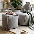 SOO  SANTAI - Fauteuil poire intérieur avec repose pieds 90x60x85/45x60x35 cm AVEC billes Gris (BINDR9080-2-SET), surpiqûres, Gris - vignette
