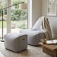 SOO  SANTAI - Fauteuil poire intérieur avec repose pieds 90x60x85/45x60x35 cm AVEC billes Gris (BINDR9080-2-SET), surpiqûres, Gris - vignette