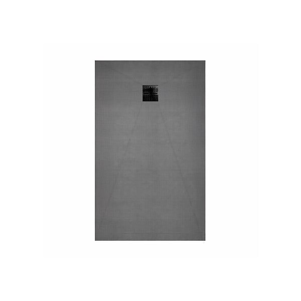 AURLANE - Receveur de Douche à Carreler 120x80cm avec Bonde à Sortie Horizontale - Grille Noire - large