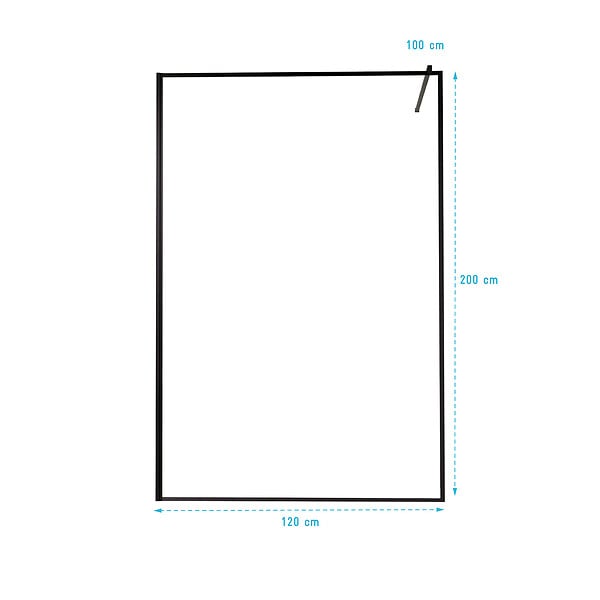 AURLANE - Paroi de Douche 120x200cm - Verre trempé 6mm - Bords Sérigraphiés Noirs Ultra-fin - large