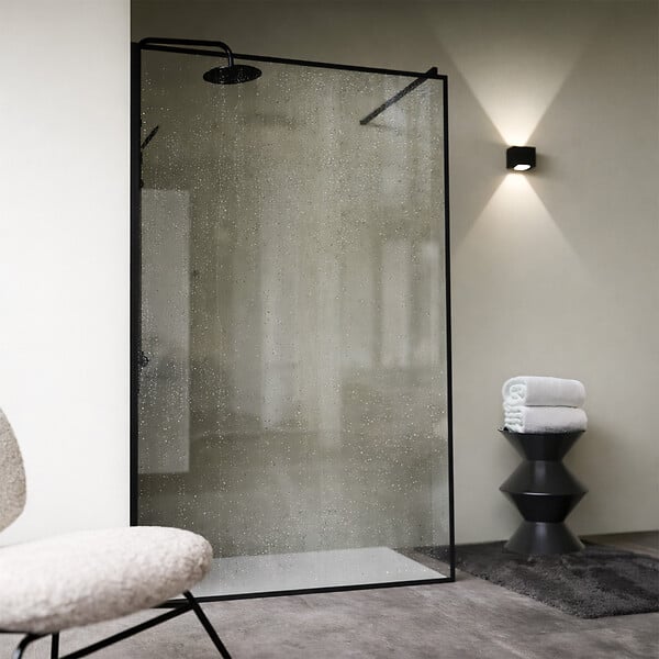 AURLANE - Paroi de Douche 120x200cm - Verre trempé 6mm - Bords Sérigraphiés Noirs Ultra-fin - large