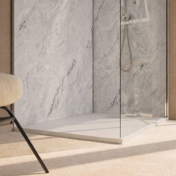 AURLANE - Pack 2 Panneaux Muraux Pierre Artic Storm 90+120x250 + Profilés Chrome - STONE'IT - large