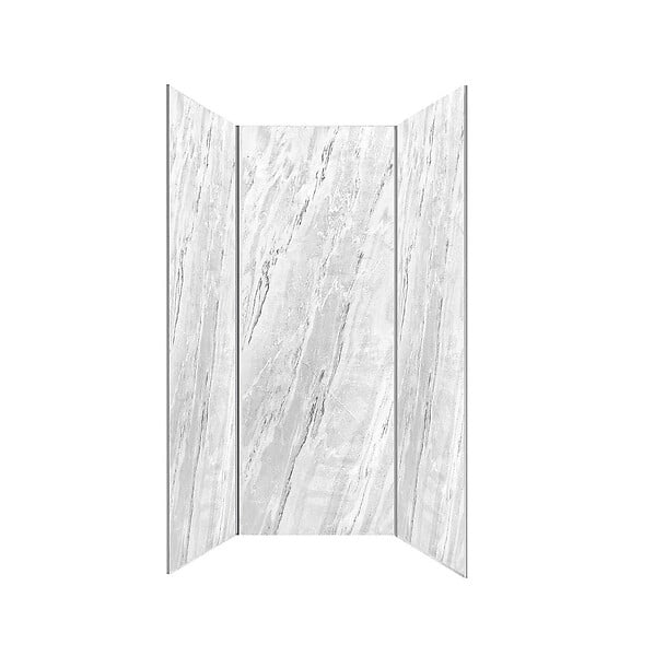 AURLANE - Pack 3 Panneaux Muraux Pierre Artic Storm 90x250 cm + Profilés Chrome - STONE'IT - large