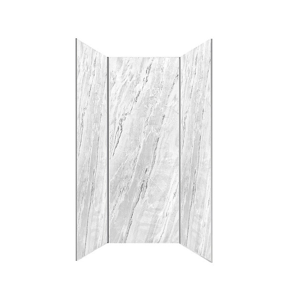 AURLANE - Pack 3 Panneaux Muraux Pierre Artic Storm 90+120+90 Hauteur 250 cm - Profilés Chrome - STONE'IT - large