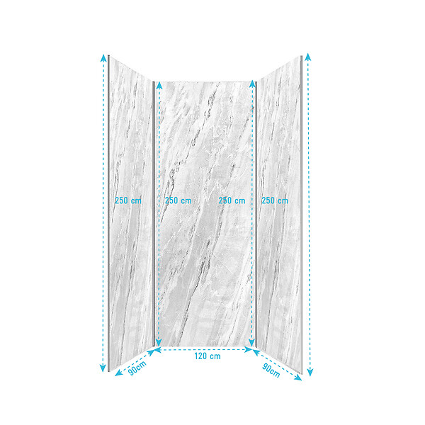 AURLANE - Pack 3 Panneaux Muraux Pierre Artic Storm 90+120+90 Hauteur 250 cm - Profilés Chrome - STONE'IT - large