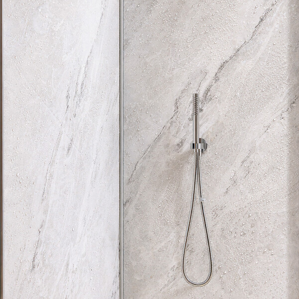 AURLANE - Pack 3 Panneaux Muraux Pierre Artic Storm 90+120+90 Hauteur 250 cm - Profilés Chrome - STONE'IT - large