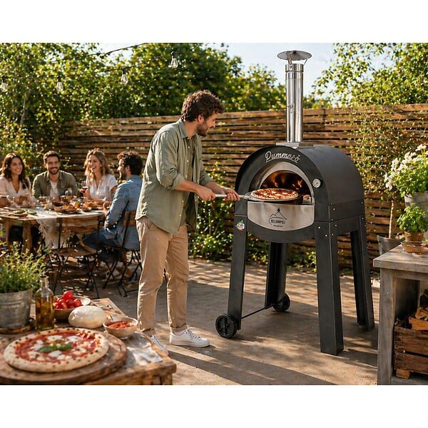 BELLANAPOLI - Four à pizza Exterieur Professionnel Cuisson 2 Pizzas 400°C - Four à Bois haute qualité INOX Pierre réfractaire Bellanapoli - large