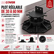 MCCOVER - Plot réglable 30 à 60 mm pour terrasse bois et composite - support lambourde Noir - vignette
