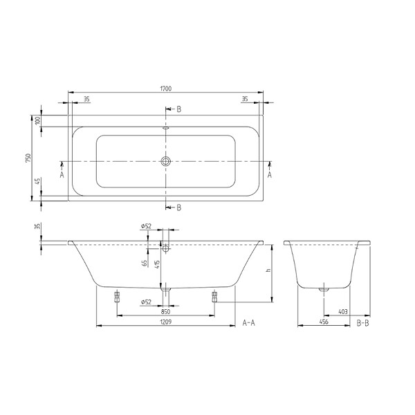 VILLEROY ET BOCH - Baignoire droite 170 x 75 Architectura - large