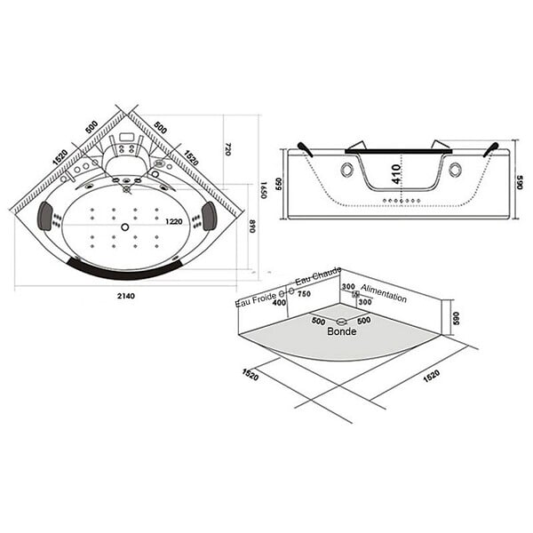 DISTRIBAIN - Baignoire balnéo Romantica-S 36 jets Whirlpool - large