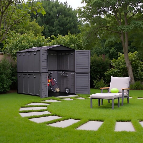 ARTPLAST - Abri de Jardin Extérieur 5500L Gris Anthracite - Polypropylène 151x208x200 - Cabanon de jardin Plancher intégré ARTPLAST - large