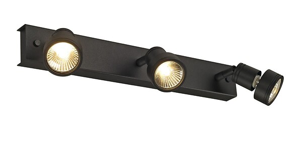SLV - Applique intérieure orientable Puri 3 GU10 noir mat max. 3x50W anneau déco inclus - large