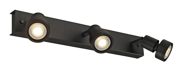 SLV - Applique intérieure orientable Puri 3 GU10 noir mat max. 3x50W anneau déco inclus - large
