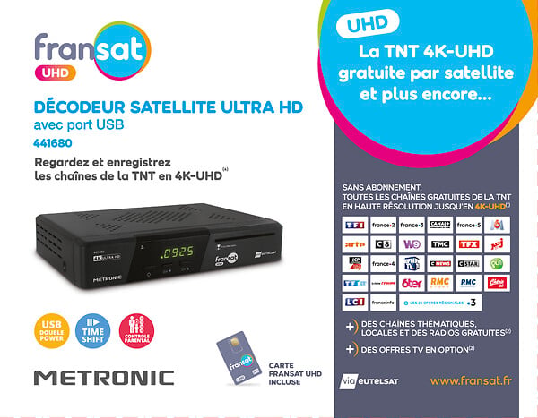 METRONIC - Décodeur satellite FRANSAT 4K UHD - large