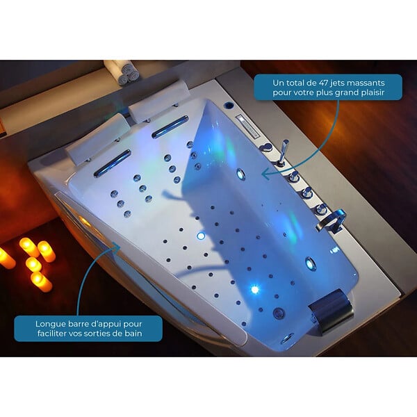 DISTRIBAIN - Baignoire balnéo D-Neptune 47 jets Whirlpool - large