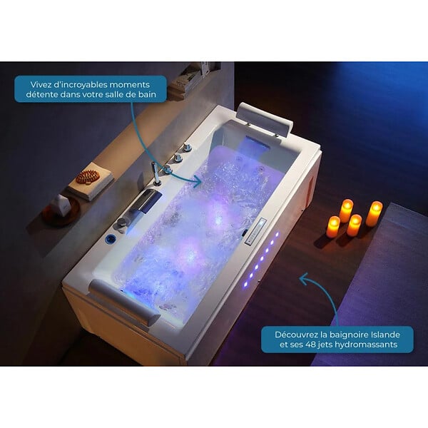 DISTRIBAIN - Baignoire balnéo Islande 48 jets Whirlpool - large