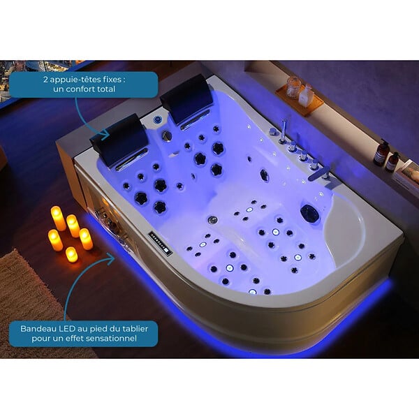 DISTRIBAIN - Baignoire balnéo Kalliste Droite 47 jets Whirlpool - large