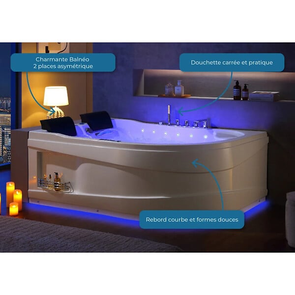DISTRIBAIN - Baignoire balnéo Kalliste Droite 47 jets Whirlpool - large