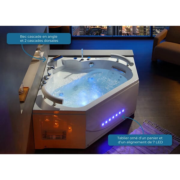 DISTRIBAIN - Baignoire balnéo Dubaï 47 jets + massage cervicales Whirlpool - large