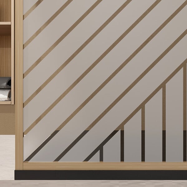 AURLANE - Paroi de douche 90x200 HINATA - Style Japandi Geometrique - Cadre Effet Bois - Verre 6mm - large