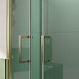 AURLANE - Porte de Douche Double Battant 90x200cm - Verre Trempé Transparent 6mm - Profil Or Doré Brossé - vignette