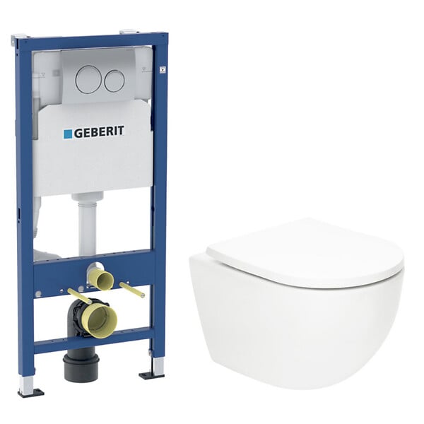 GEBERIT - Duofix pack WC bâti-support + WC suspendu Swiss Aqua Technologies + plaque (GEBSTFUWT01-FR) - large