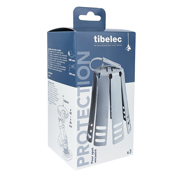 TIBELEC - Lot de 3 supports protecteurs pour spot encastré - Blanc - large