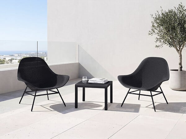 HABITAT ET JARDIN - Lot de 2 fauteuils de jardin avec table basse "Soléna" - Noir - large
