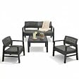 KZ GARDEN - Salon de jardin Extérieur 4 personnes Gris Anthracite Canapé 2 places + 2 fauteuils + Table basse + 4 Coussins KZ GARDEN - vignette