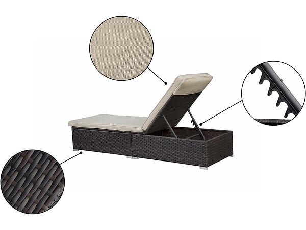 HABITAT ET JARDIN - Lot de 2 bains de soleil en résine tressée avec coussins et table basse "Alice" - Marron - large