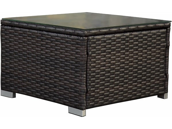 HABITAT ET JARDIN - Lot de 2 bains de soleil en résine tressée avec coussins et table basse "Alice" - Marron - large