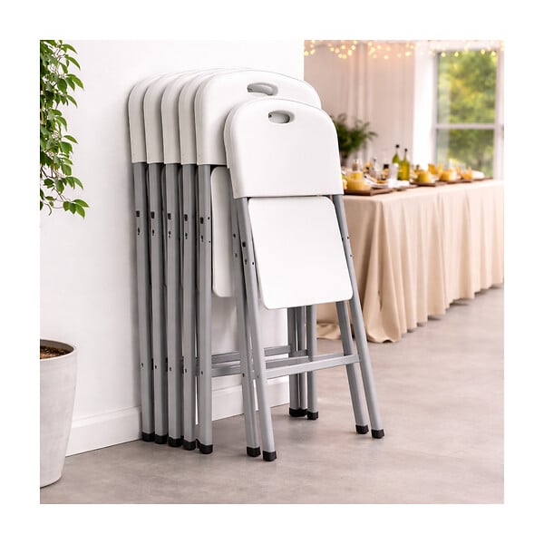 KZ GARDEN - Lot de 4 Chaises pliantes blanches Plastique renforcé Chaise d'appoint Intérieur/Extérieur Jardin Réception KZGarden - large