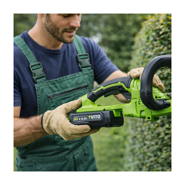 VITO - Taille Haies Sans fil 20V Lame 51Cm + Batterie lithium 4.0Ah + Chargeur Rapide Poignée rotative 90° Haies et Arbustes VITO - large