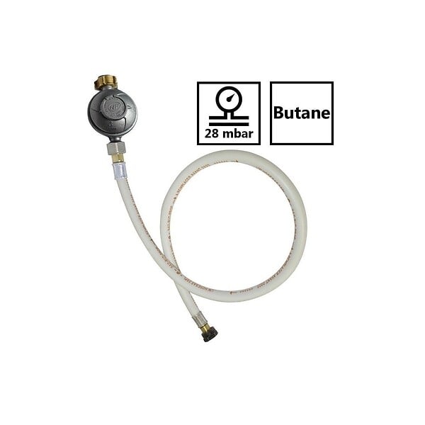 PROWELTEK - Kit détendeur 28 mbar vissable gaz Butane + Tuyau gaz flexible 1.50 m à embouts vissables - large