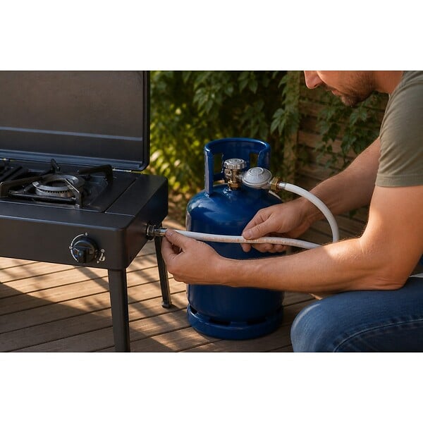 PROWELTEK - Kit détendeur 28 mbar vissable gaz Butane + Tuyau gaz flexible 1.50 m à embouts vissables - large