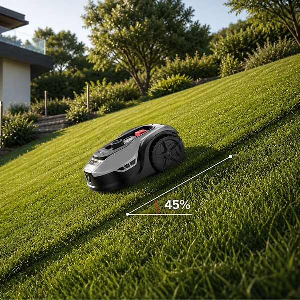 BY TONINO - Robot Tondeuse Sans fil 500m2 Installation facile 3 lames Mulching Coupe Ø18cm 45% Retour à la base Autonome LAMBORGHINI - large