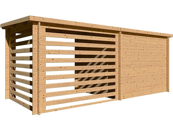 HABITAT ET JARDIN - Abri de jardin bois avec appentis "Aureval" - 11m² - 2.24 x 5.01 x 2.07 m - 28 mm - large