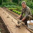 KZ GARDEN - Kit Toile de paillage Papier Kraft 0.9 x 20m + 60 Piquets Bois fixation Paillage Autodégradable Anti mauvaises herbes Jardin - vignette