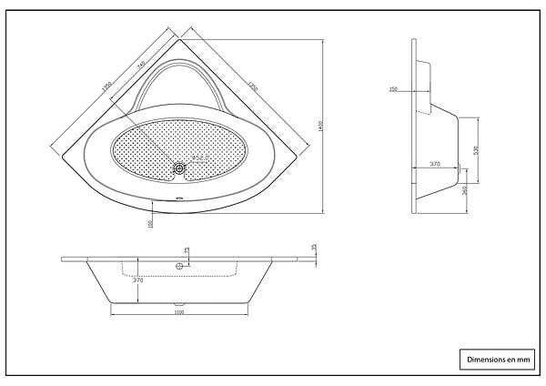 BALNEO - Baignoire d'angle 135cm - large