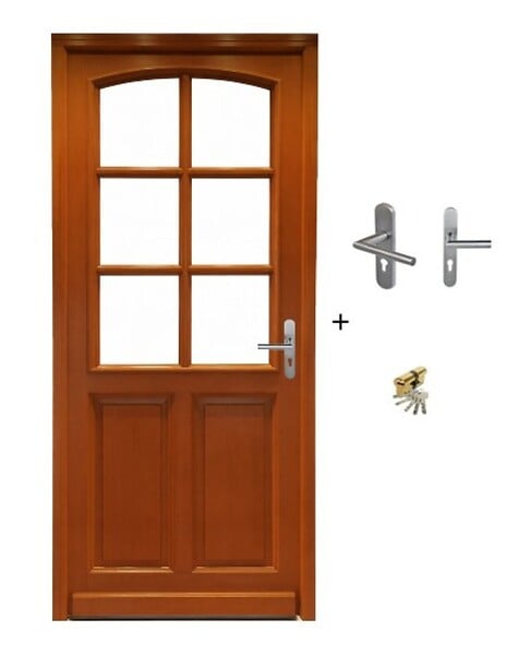 GD MENUISERIES - Porte d'entrée Bois Vitrée Agatha, H215 x L80 cm Côte Tableau p.Gauche (Poignée, Barillet ref N158RPL -IN158RCI) - large